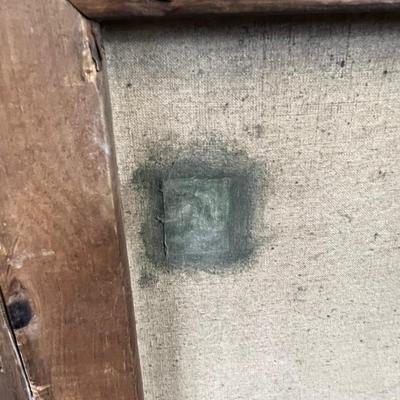 Antique Oil Painting, No Signed. Full Moon Camping by the Pond 