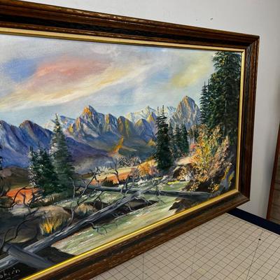 WN Jacobsen Utah Artist of River & Mountains Oil on Board
