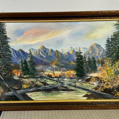 WN Jacobsen Utah Artist of River & Mountains Oil on Board