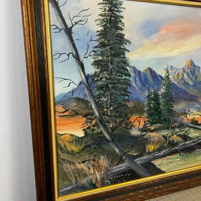 WN Jacobsen Utah Artist of River & Mountains Oil on Board