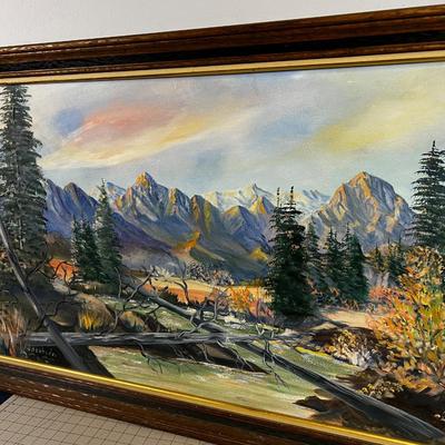 WN Jacobsen Utah Artist of River & Mountains Oil on Board