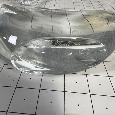 ART - Clear Hand Blown pair of Swans 