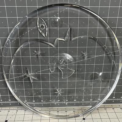 Orrefors ART - Heavy 1" Thick Glass Platter, World, Moon Stars 