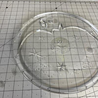 Orrefors ART - Heavy 1" Thick Glass Platter, World, Moon Stars 