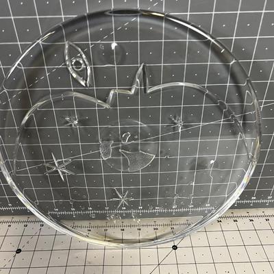 Orrefors ART - Heavy 1" Thick Glass Platter, World, Moon Stars 