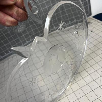 Orrefors ART - Heavy 1" Thick Glass Platter, World, Moon Stars 