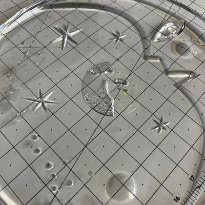 Orrefors ART - Heavy 1" Thick Glass Platter, World, Moon Stars 