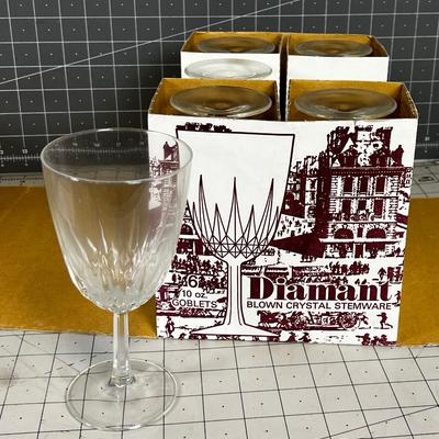 DIAMANT Blown Crystal 10 oz. Goblets in Original Box (6) 