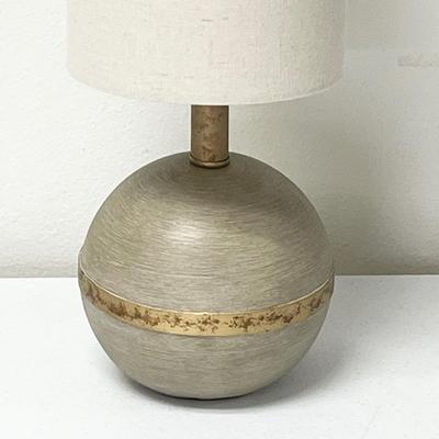 Brushed Taupe Orb Brass/Cement Desk Lamp ~ Cream Shade