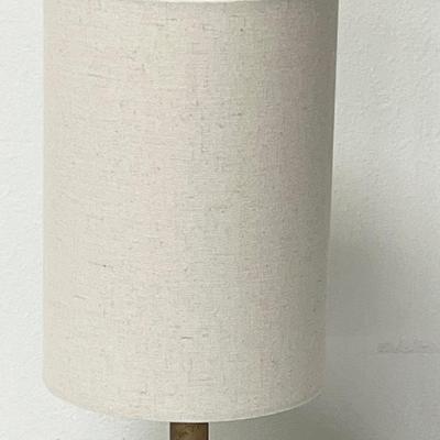 Brushed Taupe Orb Brass/Cement Desk Lamp ~ Cream Shade