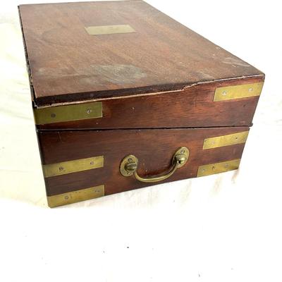 1365 Antique 1793 Mahogany Brass Bounded Lap Writing Desk