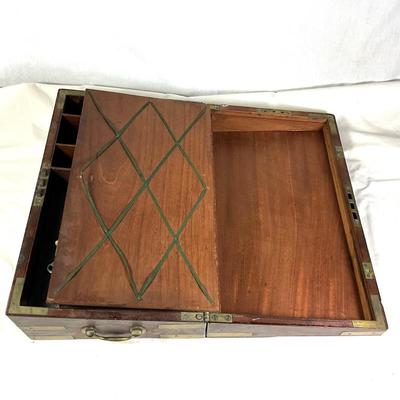 1365 Antique 1793 Mahogany Brass Bounded Lap Writing Desk