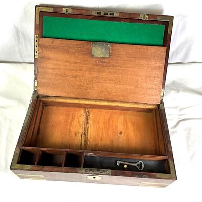 1365 Antique 1793 Mahogany Brass Bounded Lap Writing Desk