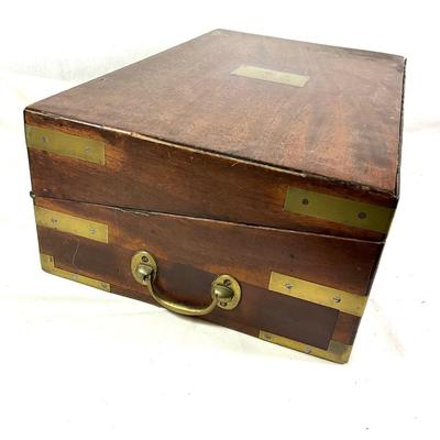 1365 Antique 1793 Mahogany Brass Bounded Lap Writing Desk