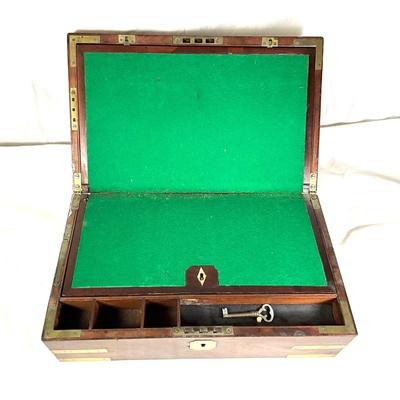 1365 Antique 1793 Mahogany Brass Bounded Lap Writing Desk