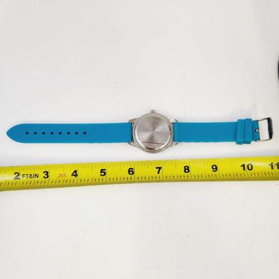 RUMOURS BIG DIAL RHINESTONE TEAL BUCKLE WATCH