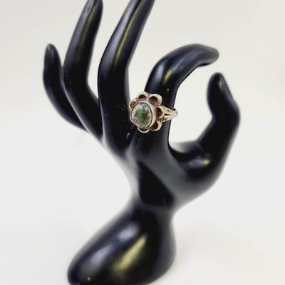 STUNNING HANDCRAFTED TURQUOISE & SILVER RING SIZE 7