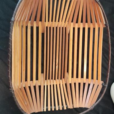 Nice variety of Dishware / chinaware and a neat wooden and wire basket