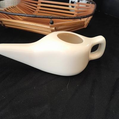 Nice variety of Dishware / chinaware and a neat wooden and wire basket