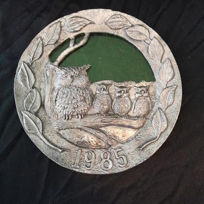 Michael Anthony Ricker 1985 Annual Pewter Plate Owls