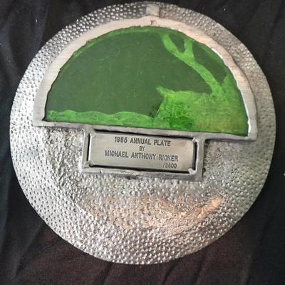 Michael Anthony Ricker 1985 Annual Pewter Plate Owls