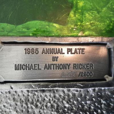 Michael Anthony Ricker 1985 Annual Pewter Plate Owls