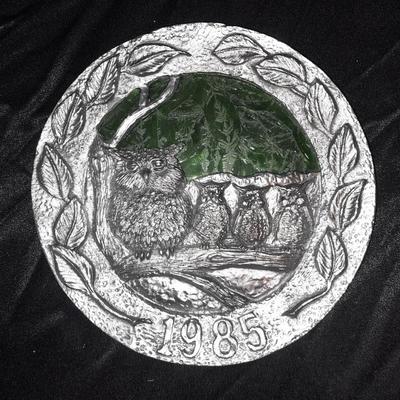 Michael Anthony Ricker 1985 Annual Pewter Plate Owls