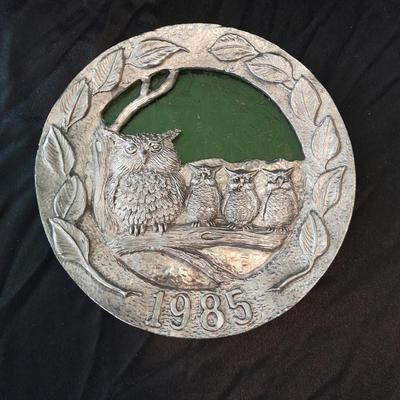 Michael Anthony Ricker 1985 Annual Pewter Plate Owls