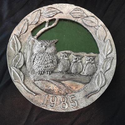 Michael Anthony Ricker 1985 Annual Pewter Plate Owls