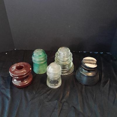 Antique glass Insulators, Different colors, Clay, Hemingray