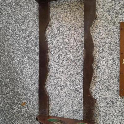 Vintage wooden gun rack, and a wall shelf