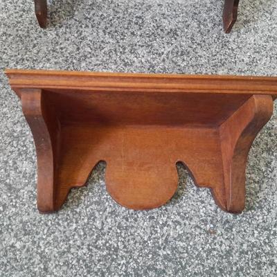 Nice wooden magazine rack, and a small wall shelf