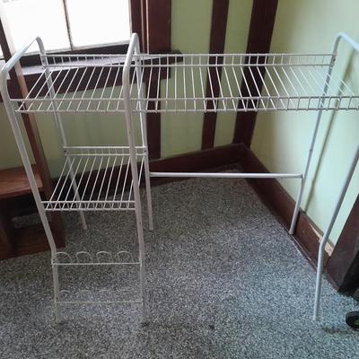 Closet organizing Rack Shelving and shoe holder with wooden shoe stretchers