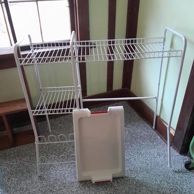 Closet organizing Rack Shelving and shoe holder with wooden shoe stretchers