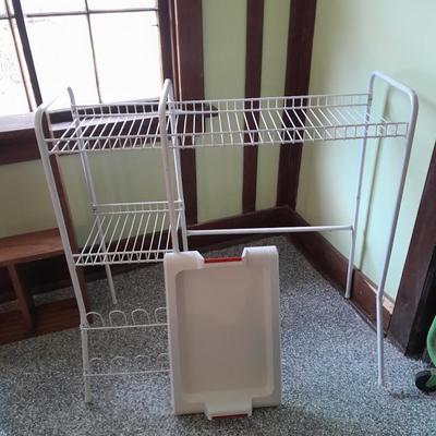 Closet organizing Rack Shelving and shoe holder with wooden shoe stretchers