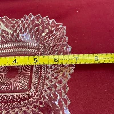Indiana Glass Co.-clear,square,ruffled diamond point dish