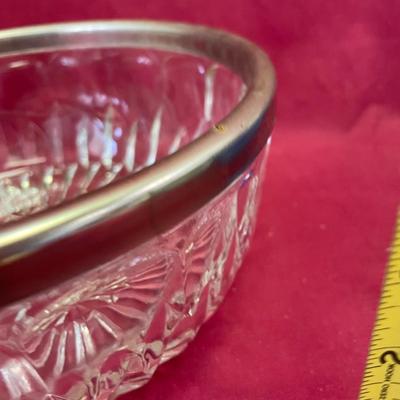 Cut glass with silver rim