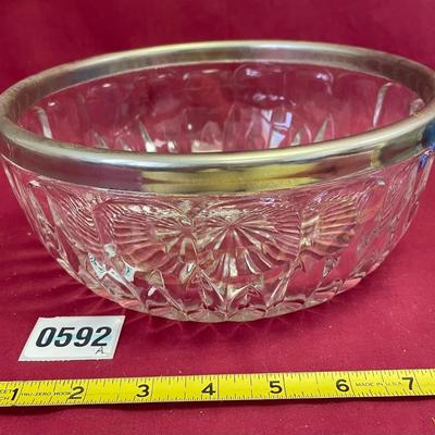 Cut glass with silver rim