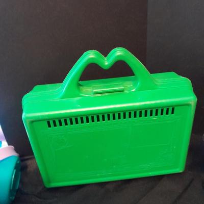 McDonalds Happy meal barbie dolls and Disney Figures with green mcDonalds box