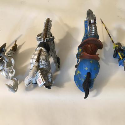 Papo Knights on horses, one with tag