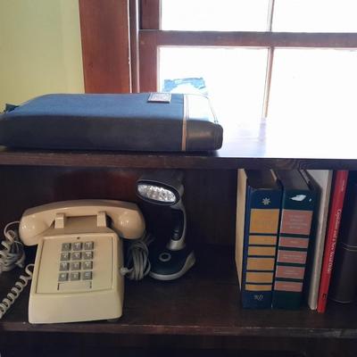 Vintage push button Tabletop telephone, Book with hidden compartment, and more