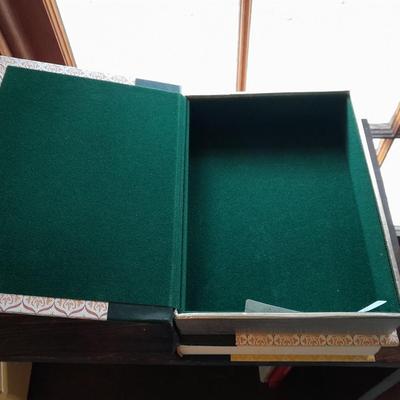 Vintage push button Tabletop telephone, Book with hidden compartment, and more