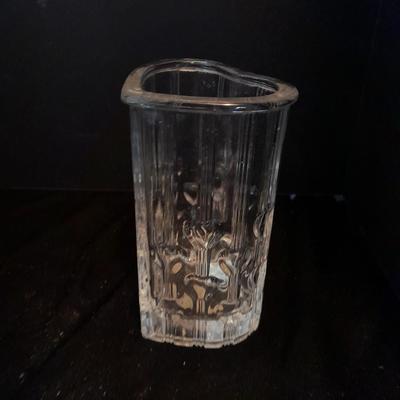 Avon Fostoria heart shaped bud vase and an early era Cable Crimped Opalescent Pedestal Footed plate.