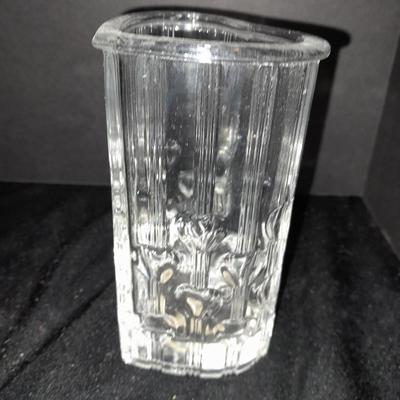 Avon Fostoria heart shaped bud vase and an early era Cable Crimped Opalescent Pedestal Footed plate.