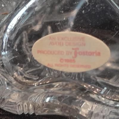 Avon Fostoria heart shaped bud vase and an early era Cable Crimped Opalescent Pedestal Footed plate.