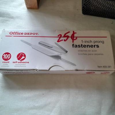 Assortment of office supplies, vintage typewriter items, power strip, office organization and more