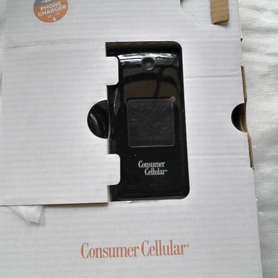Two vintage Cell phones consumer cellular flip phone & Motorola MicroTAC with instructions & chargers