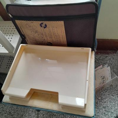 Office Organization, vintage swingline stapler, 3-hole punch, light, Greeting cards and more.