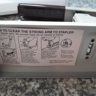 Office Organization, vintage swingline stapler, 3-hole punch, light, Greeting cards and more.