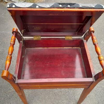 Vintage bench with seat storage with new upholstered top